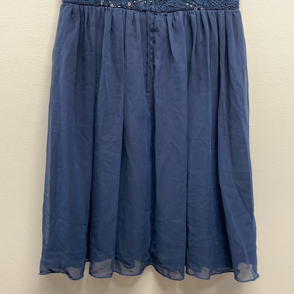 NWT Speechless Navy Cocktail Dress Lace Sequin Cutout Back Detail Chiffon 3 - Picture 6 of 16